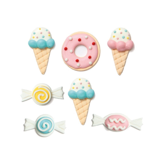 Décorations en sucre - Glaces bonbons et donuts