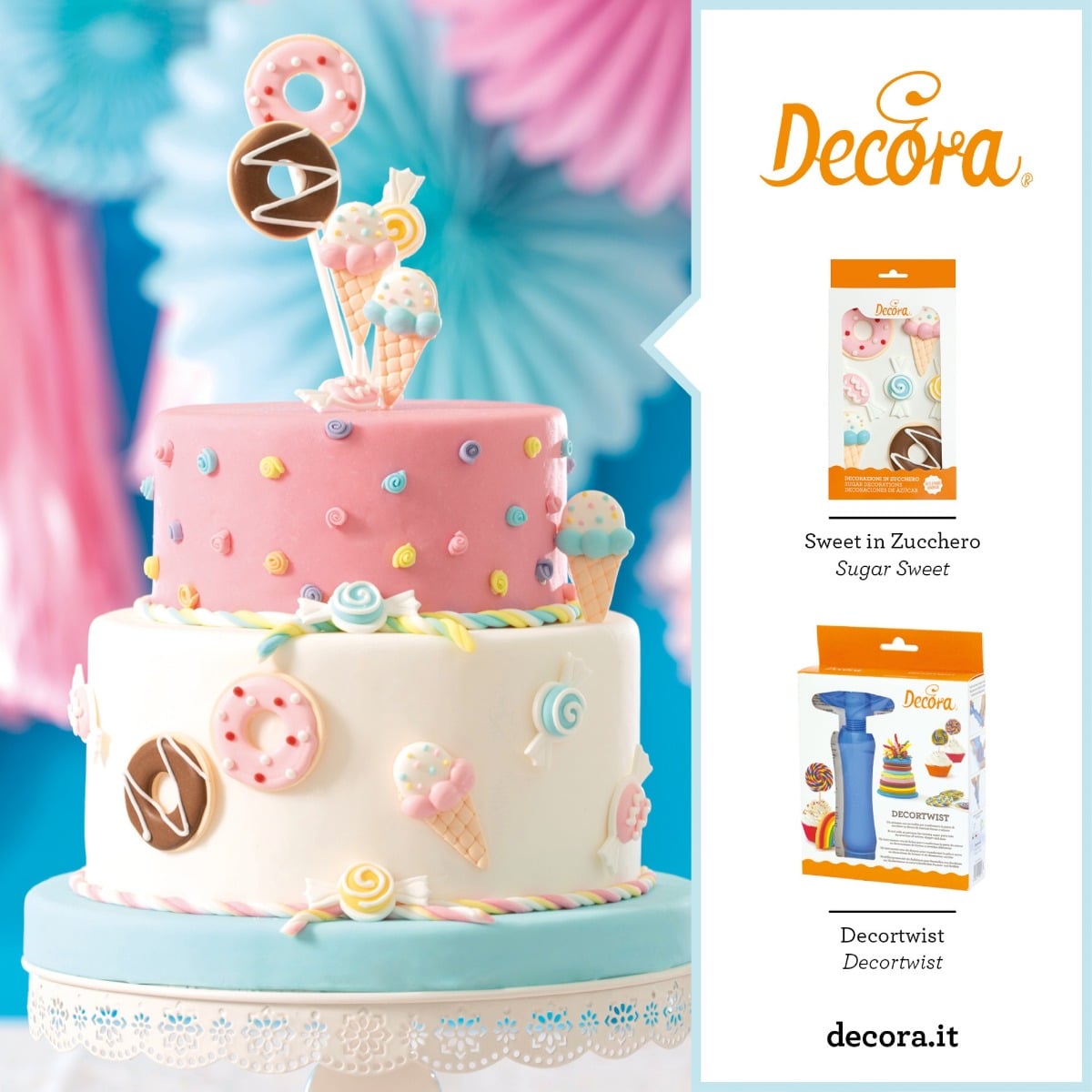 Décorations en sucre - Glaces bonbons et donuts