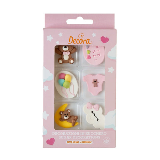 Décorations en sucre - Baby Girl (6pcs)