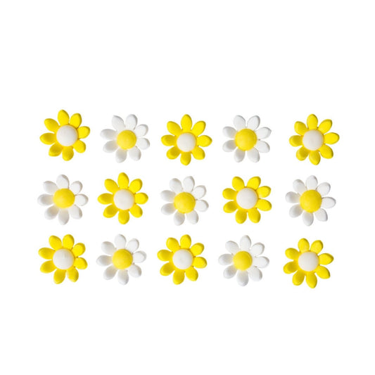 Décorations en sucre - Marguerites Jaune (15pcs)