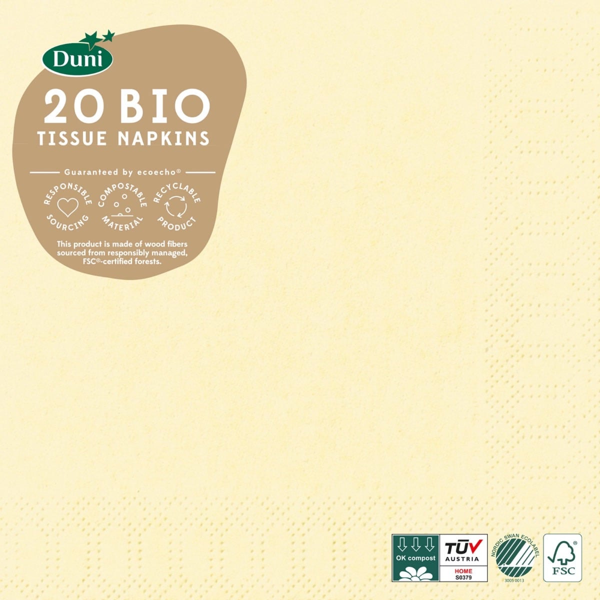 Serviettes Crème 33x33cm 3 plis (20pcs)