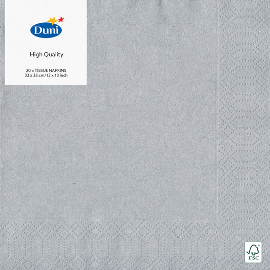 Serviettes Argentées 33x33cm 3 plis (20pcs)