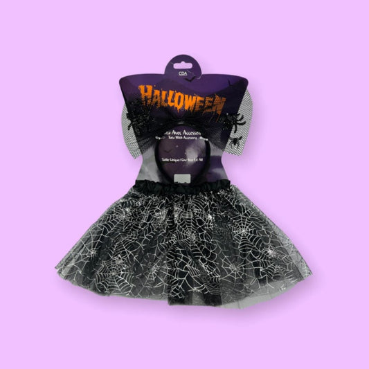 Tutu toile d'araignée argenté et serre-tête