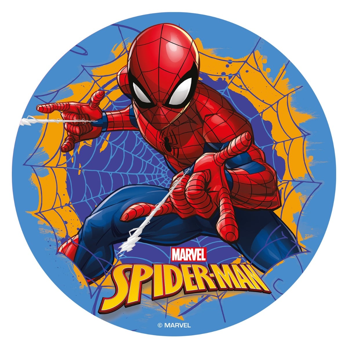 Disque Comestible 20cm - Spiderman Toile Bleu