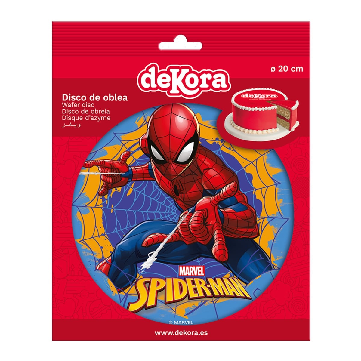 Disque Comestible 20cm - Spiderman Toile Bleu