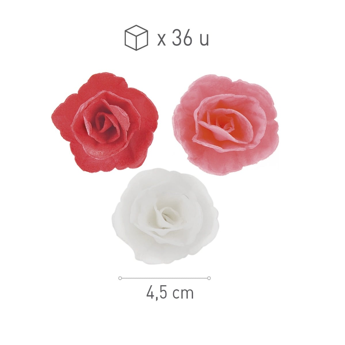 Roses en azyme rouge, rose et blanc (36pcs)