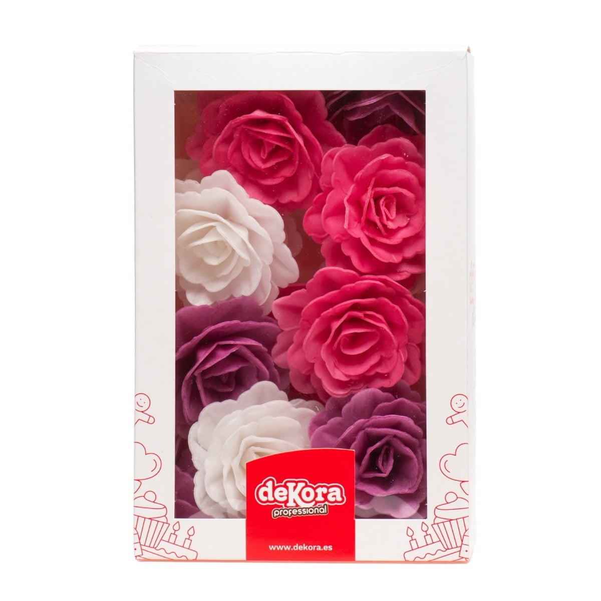 Roses en azyme violet, rose et blanc (15pcs)