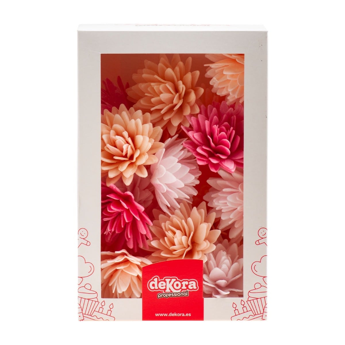 Fleurs en azyme pêche assortis Ø 5,5cm (18pcs)
