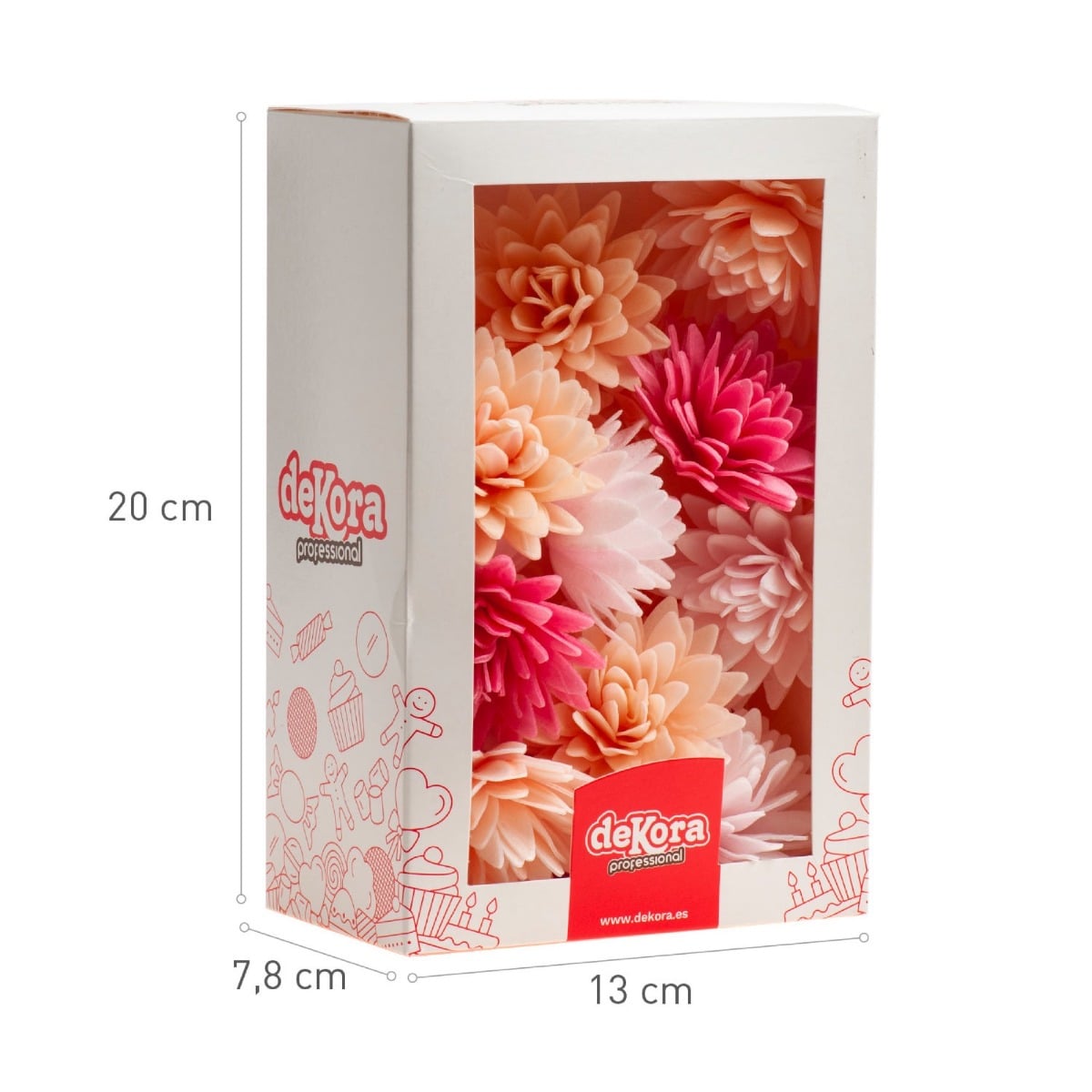 Fleurs en azyme pêche assortis Ø 5,5cm (18pcs)