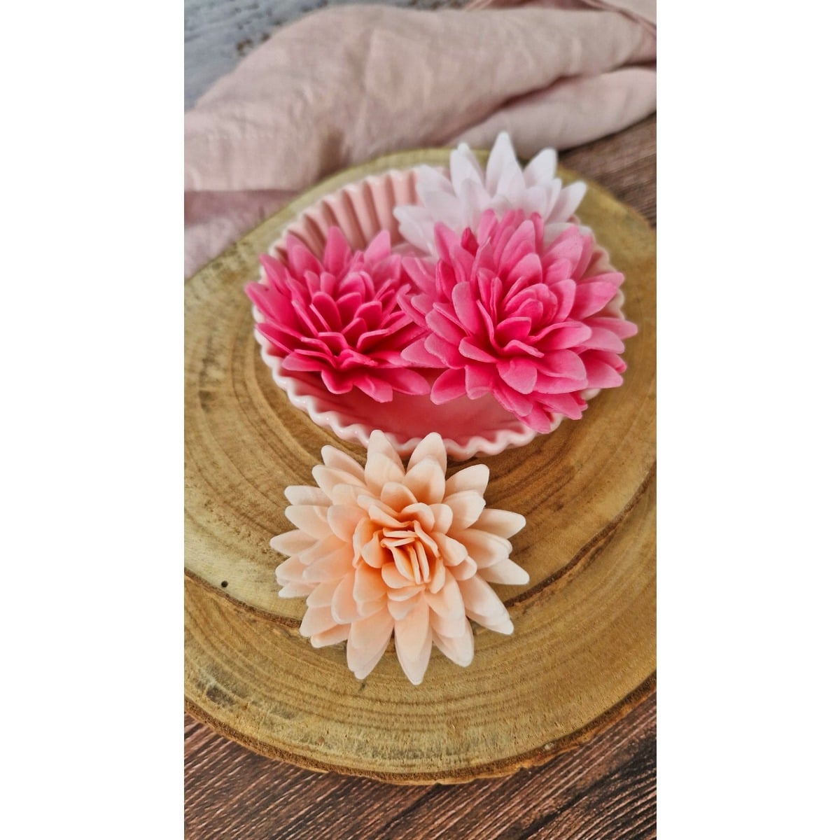 Fleurs en azyme pêche assortis Ø 5,5cm (18pcs)