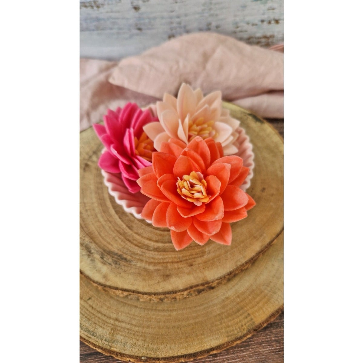 Fleurs en azyme pêche assortis Ø 5,5cm (18pcs)