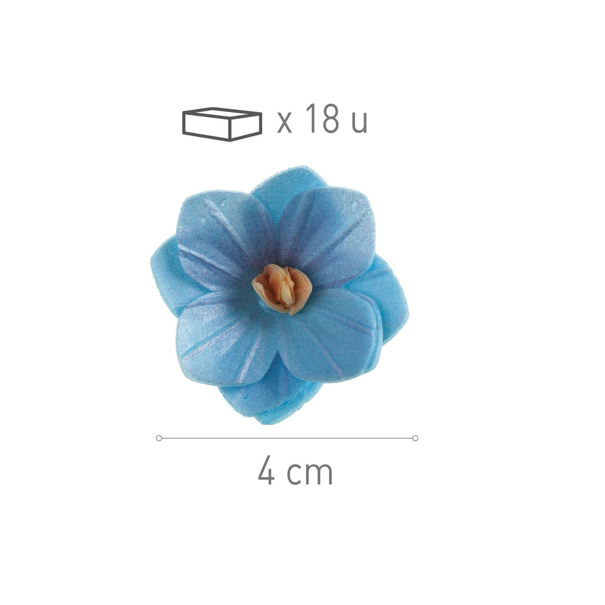 Fleurs en azyme bleues (4cm, 18 pièces)