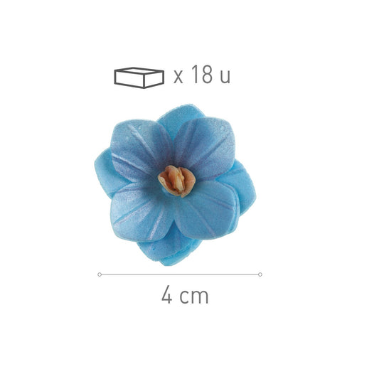 Fleurs en azyme bleues (4cm, 18 pièces)