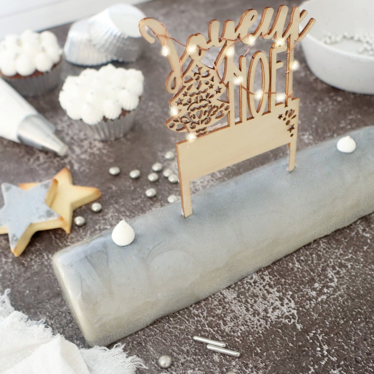 Cake topper LED - Joyeux Noël Sapin