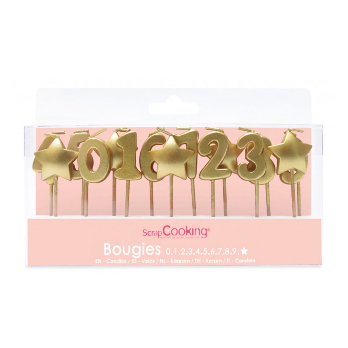 15 bougies chiffres & étoiles dorées