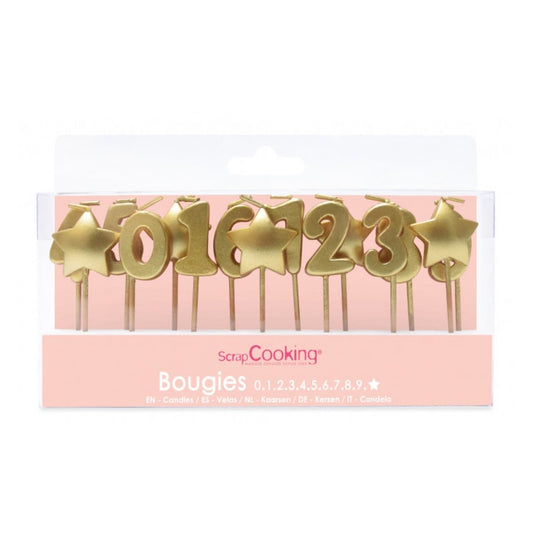 15 bougies chiffres & étoiles dorées