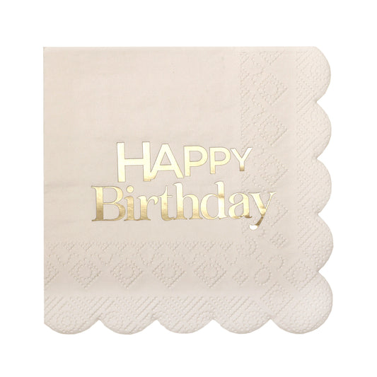 Petites serviettes "Happy Birthday" Chic & Choc Ivoire (12 pcs)