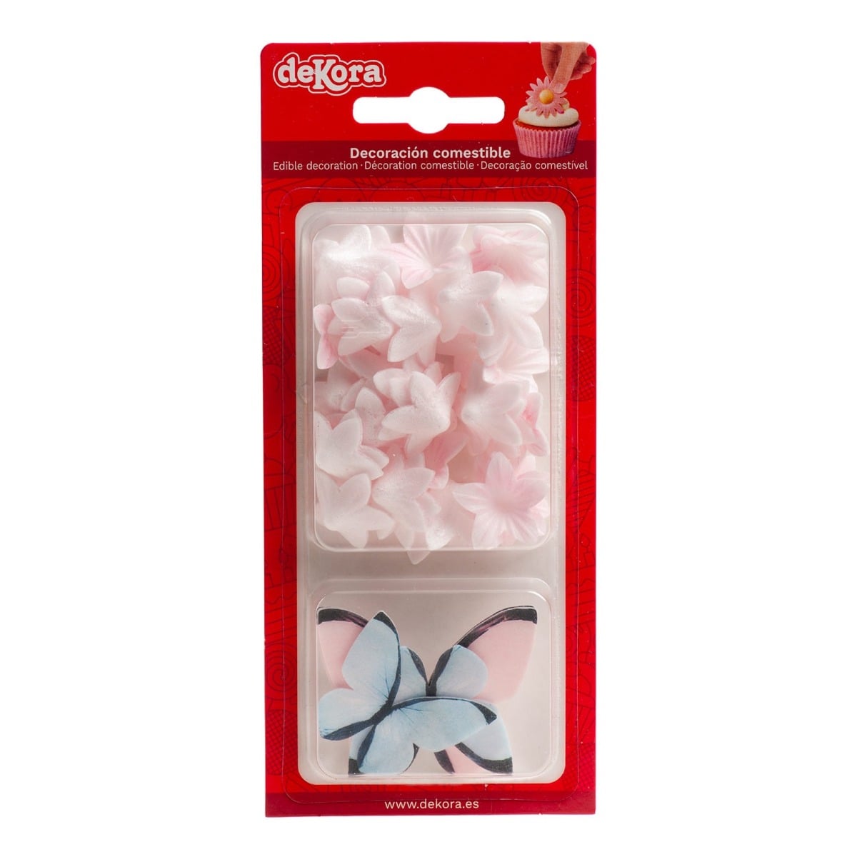 Décorations en azyme - Papillons et fleurs Rose