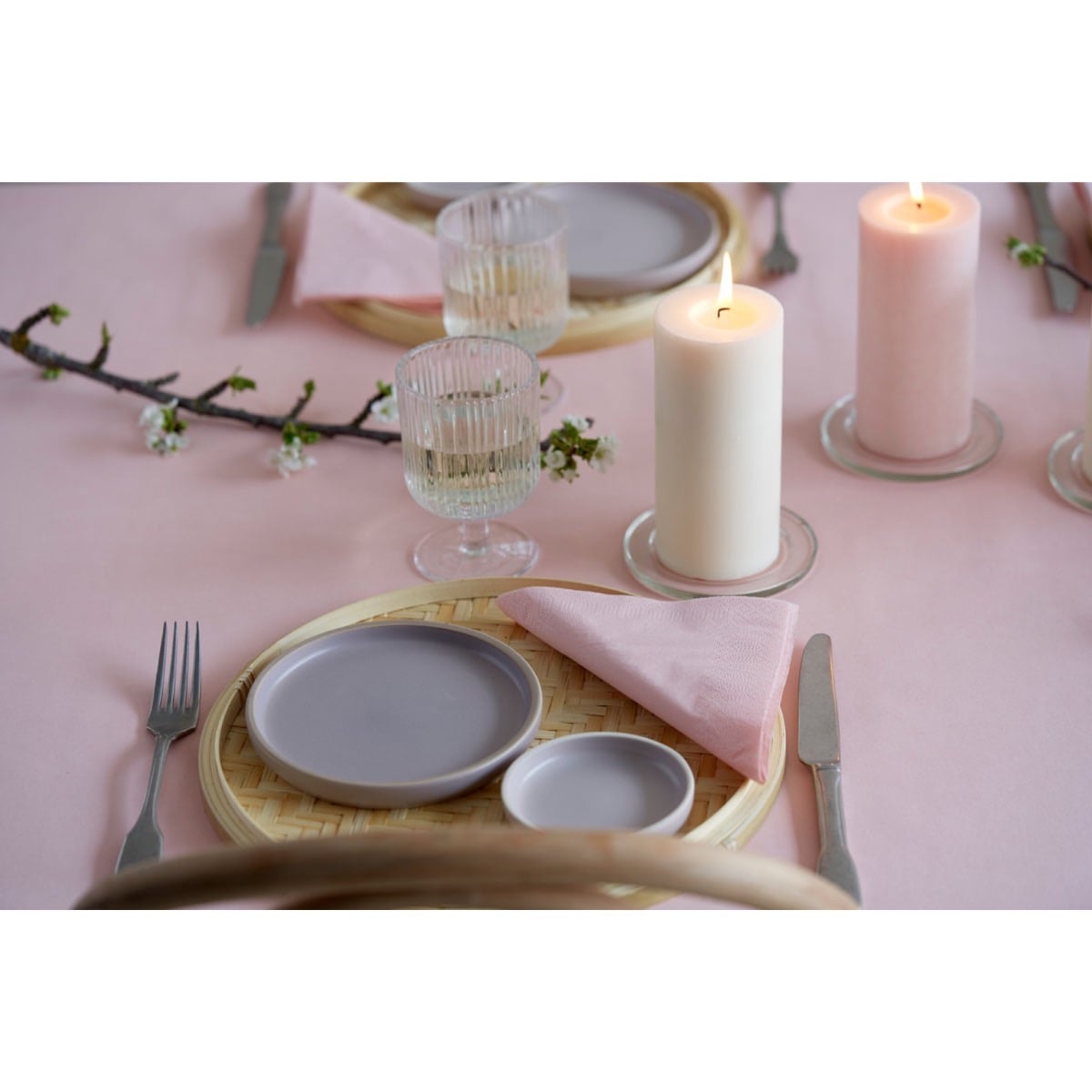 Serviettes Rose Tendre 33x33cm 3 plis (20pcs)