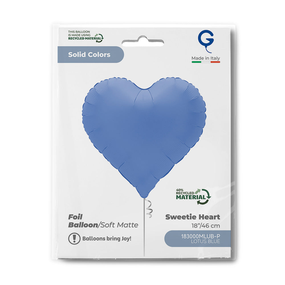 Ballon Coeur Alu mat Bleu Lotus - 46cm