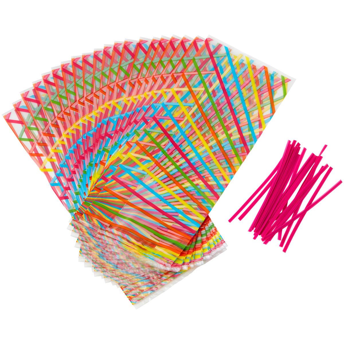 Sachets à biscuits - Stries Multicolore (20pcs)