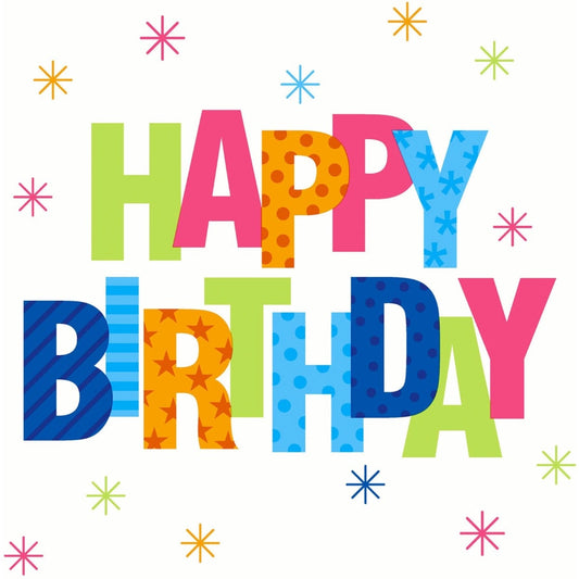 Serviettes Happy Birthday 33x33cm 3 plis (20pcs)