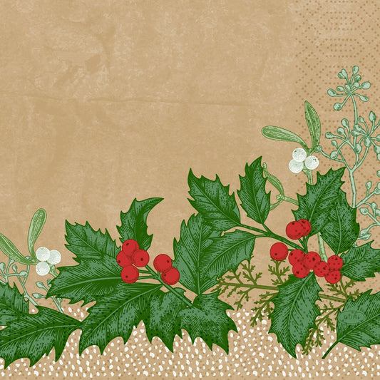 Serviettes - Snowy Berries 33x33cm (50pcs)