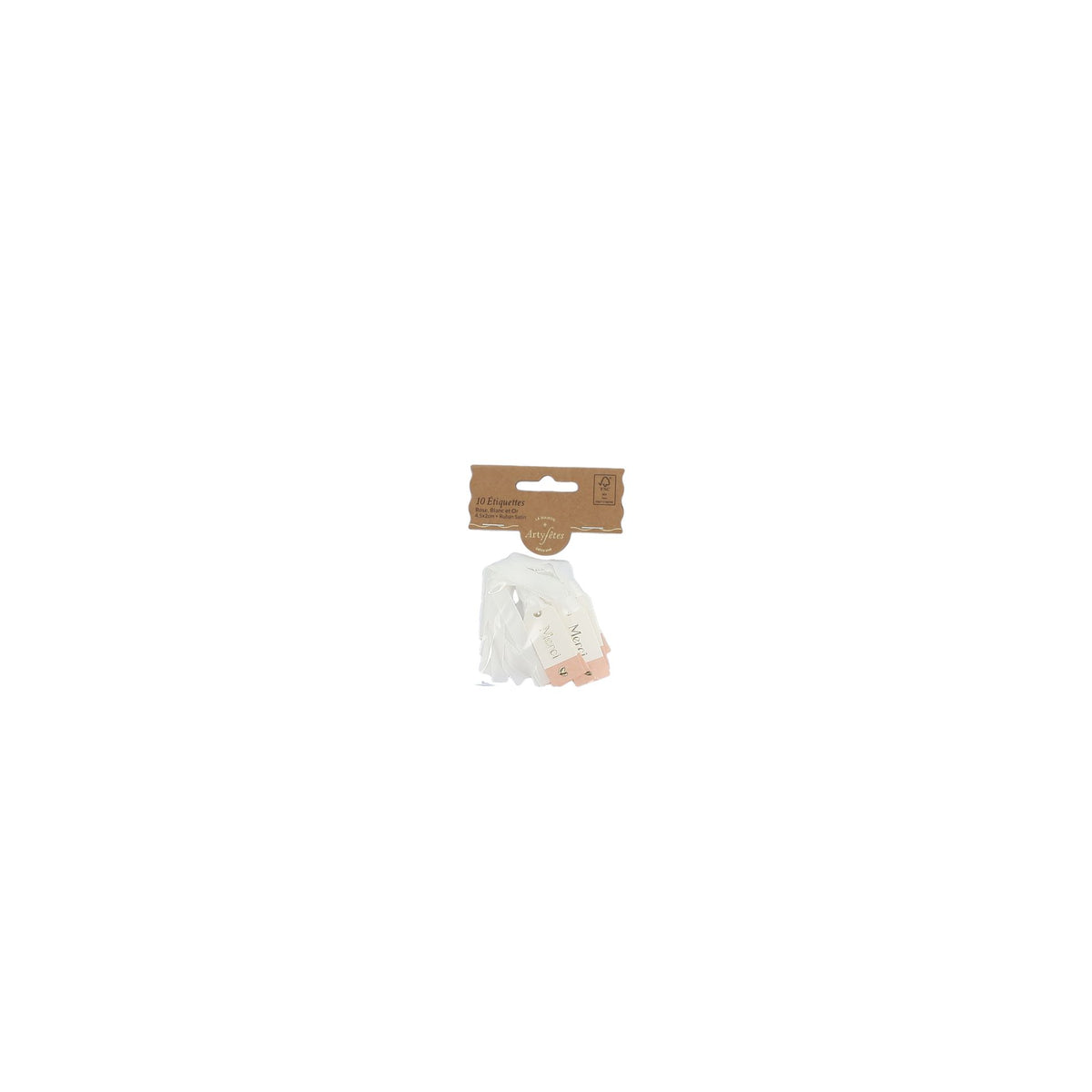 Étiquettes Merci Blanc et Or avec ruban satin (10pcs)