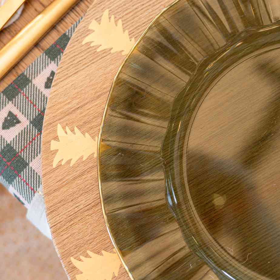 Sous-assiette réutilisable Sapin Effet bois et Or (33cm)
