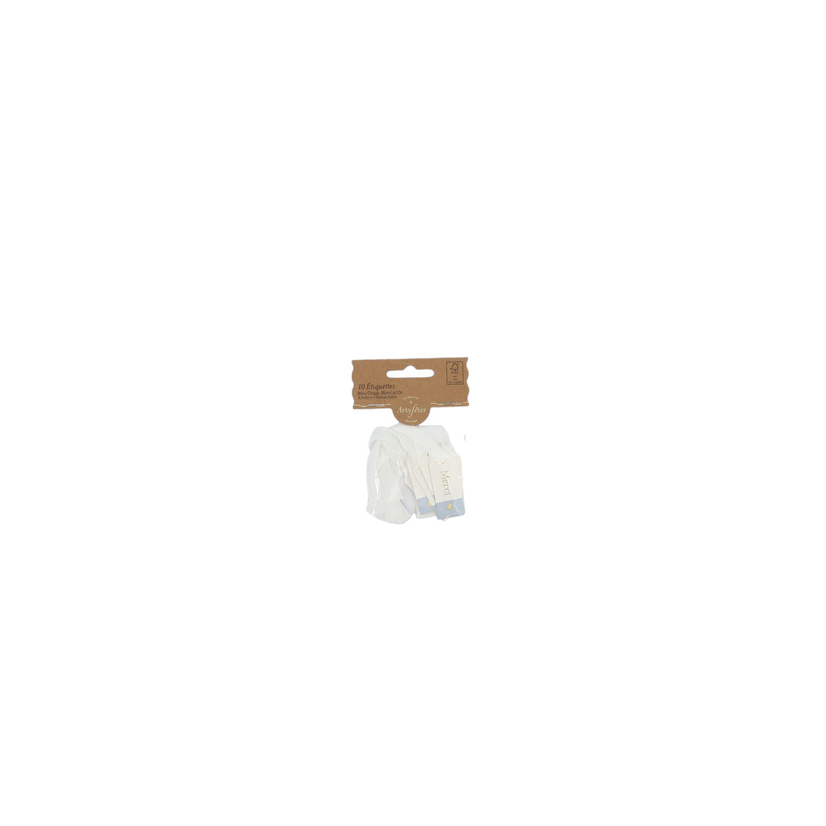 Étiquettes Merci Blanc et Or avec ruban satin (10pcs)
