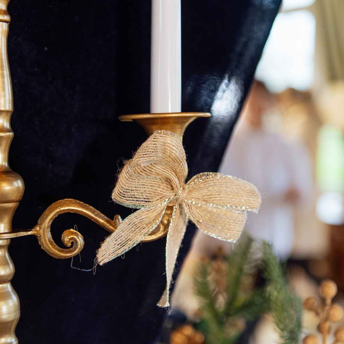 Nœuds en jute et or (2pcs)