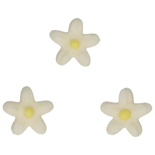 Décorations en pâte à sucre chrysanthèmes blanc et jaune (3 pièces)