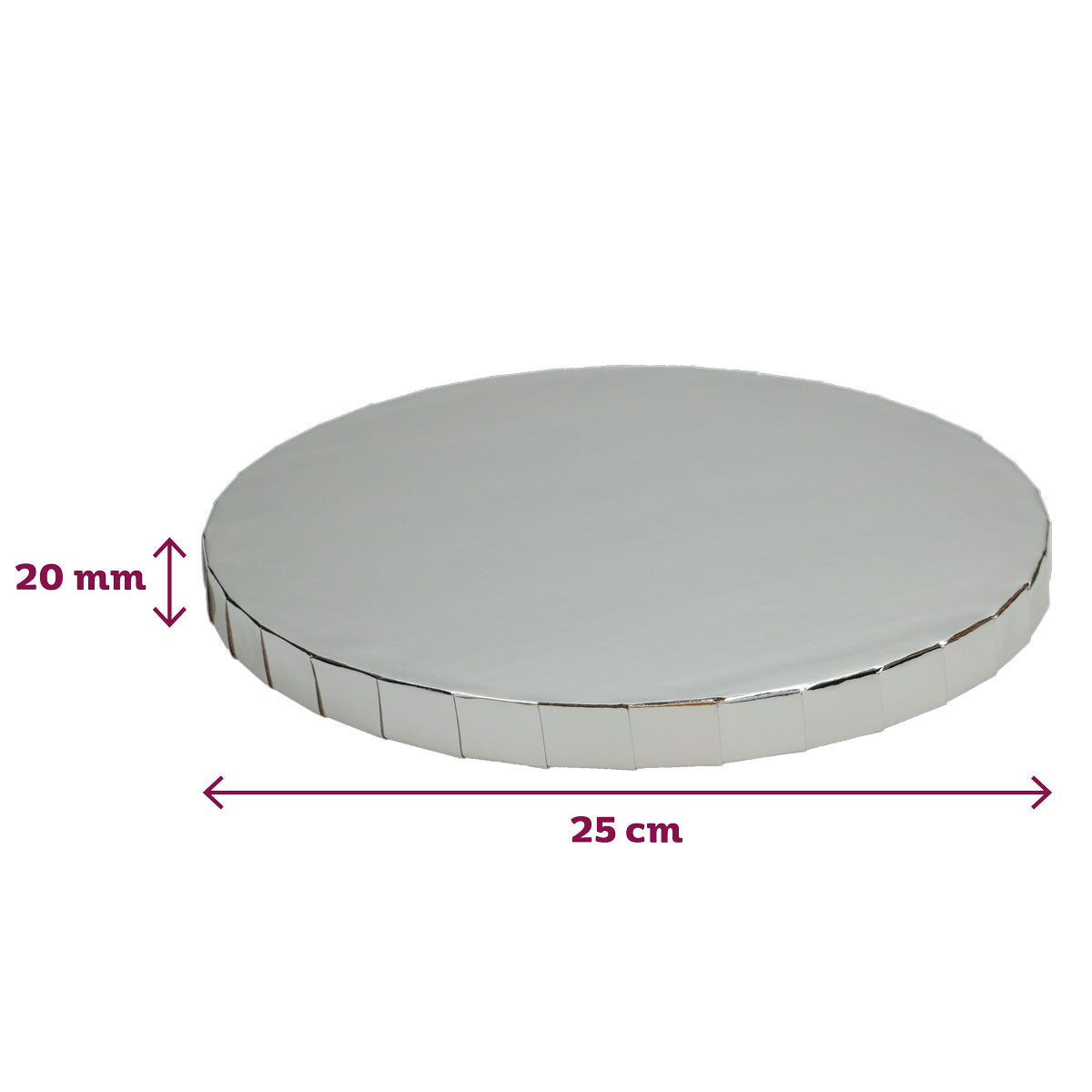FunCakes Cake drum rond argent (Ø25 cm, 20mm)