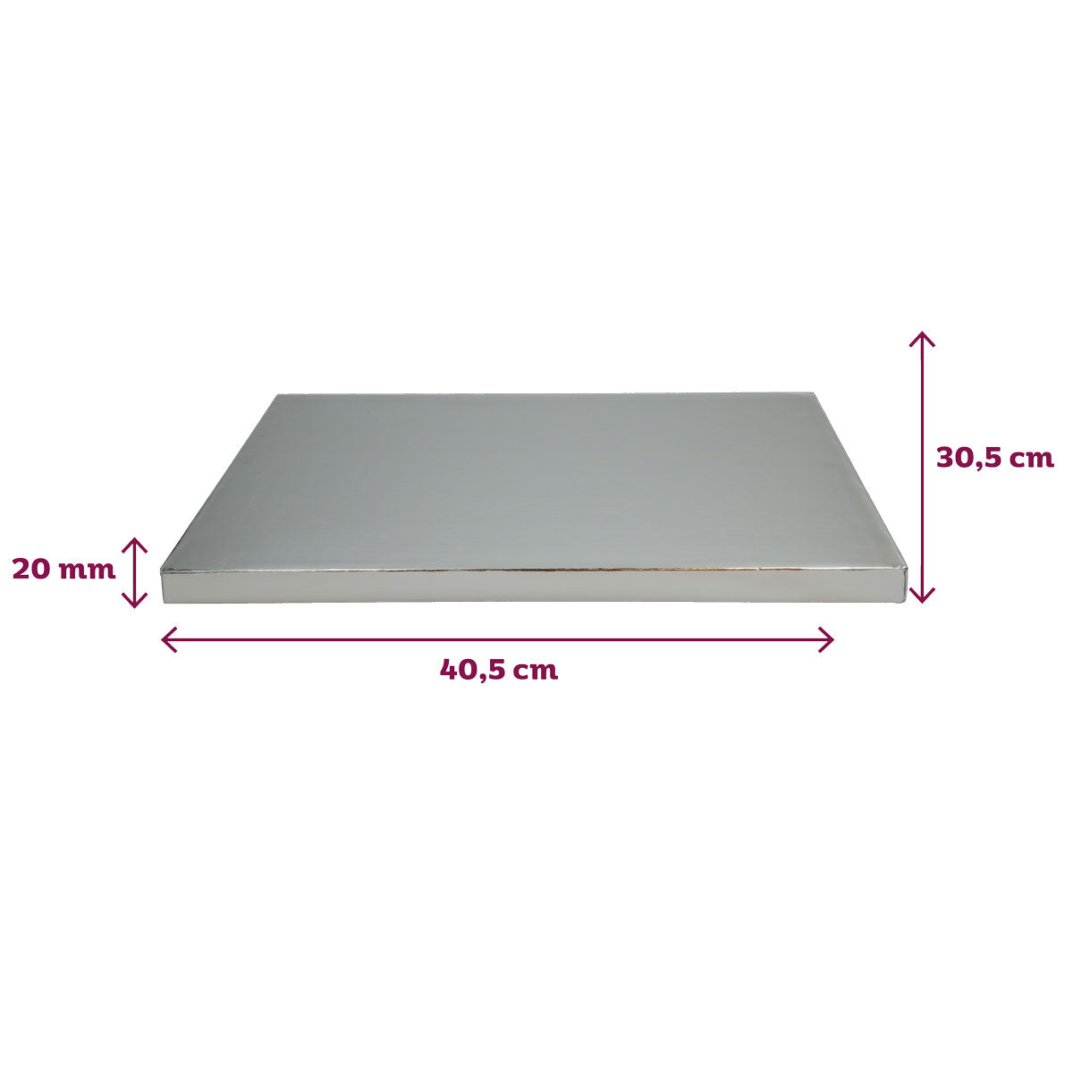 FunCakes Cake drum rectangulaire argent (40.5 x 30.5 cm, 20mm)