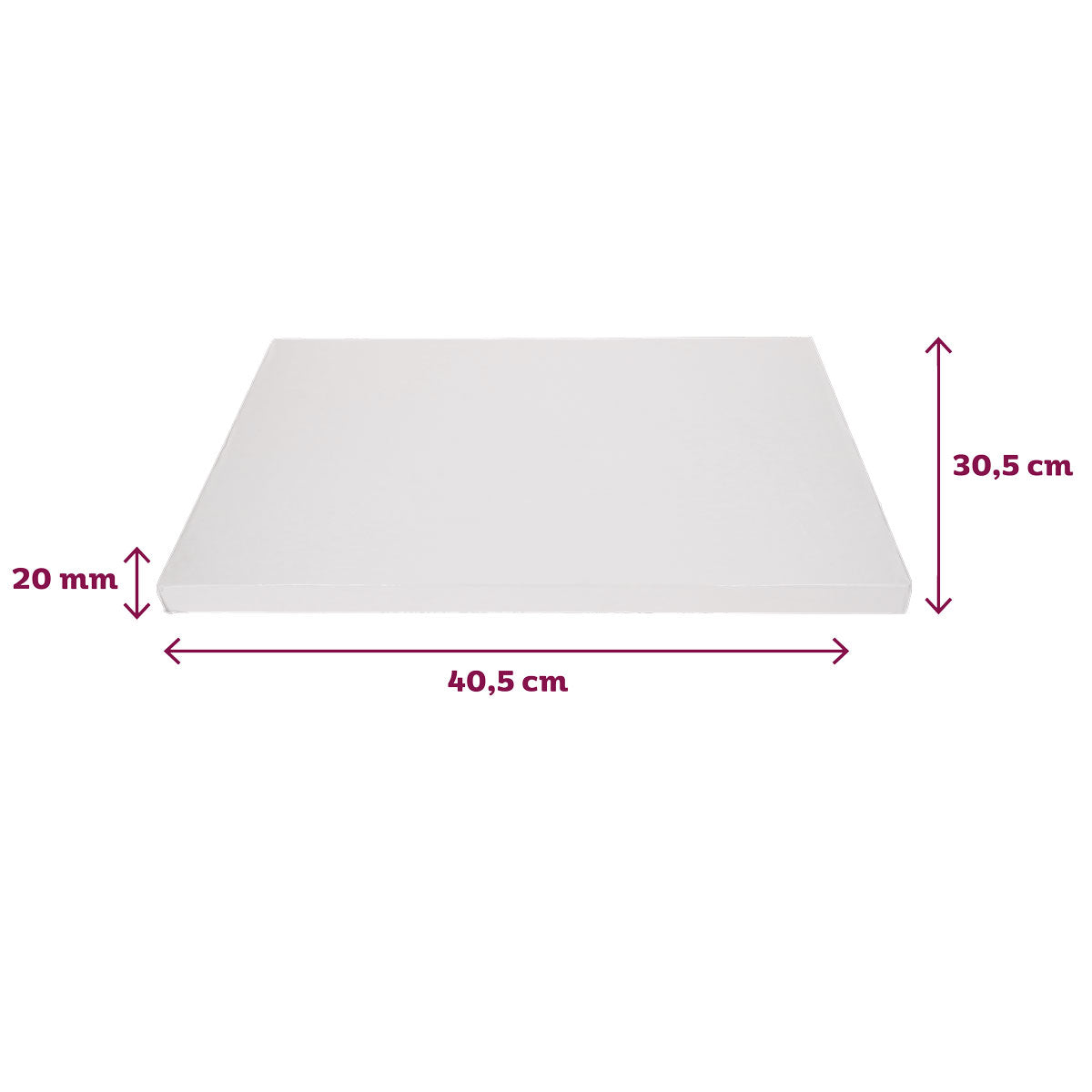 FunCakes Cake drum rectangulaire blanc (40.5 x 30.5 cm, 20mm)