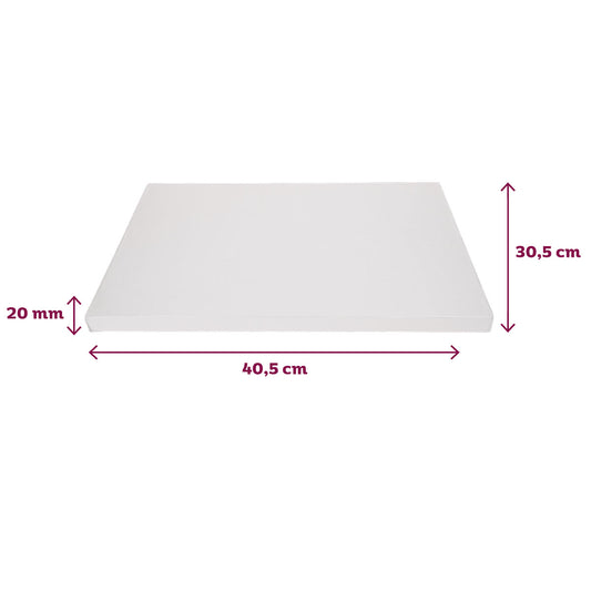 FunCakes Cake drum rectangulaire blanc (40.5 x 30.5 cm, 20mm)