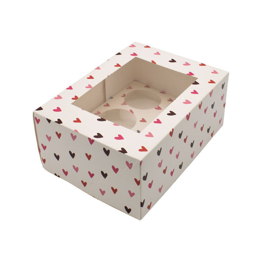 Boîtes à cupcakes Coeurs (6 cupcakes, 2 pièces)