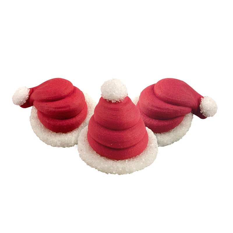 Décoration en sucre - Bonnets de père-noël (3pcs)