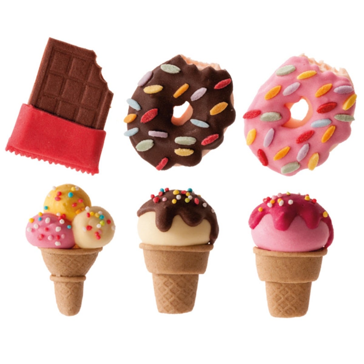Décorations en sucre - Gourmandise (6pcs)