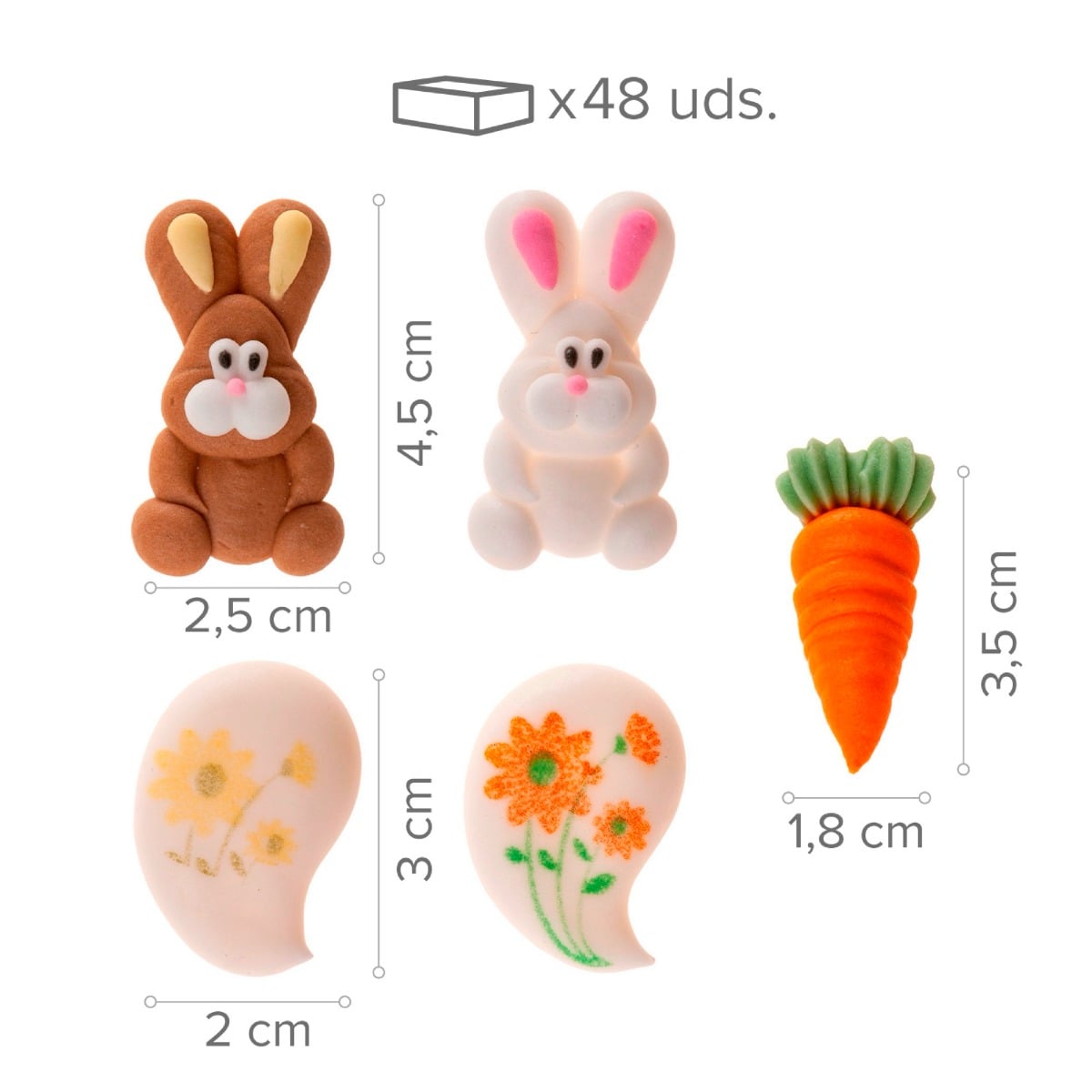 Décorations en sucre - Pâques 2D (6pcs)