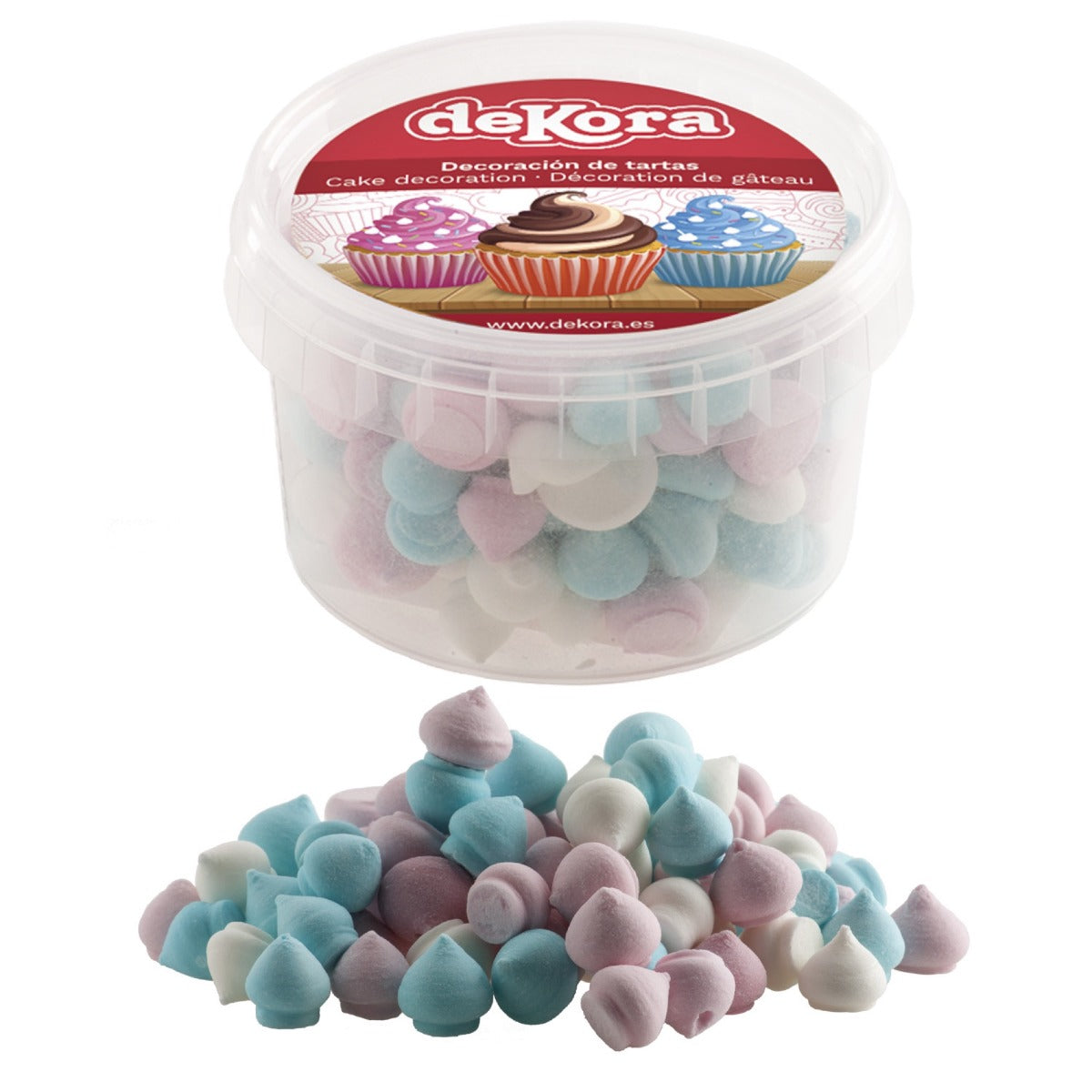 Décorations en sucre - Mini Meringues Rose Bleu Blanc 90gr