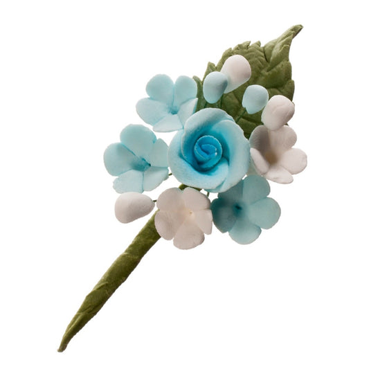 Mini bouquet de fleurs bleus et roses