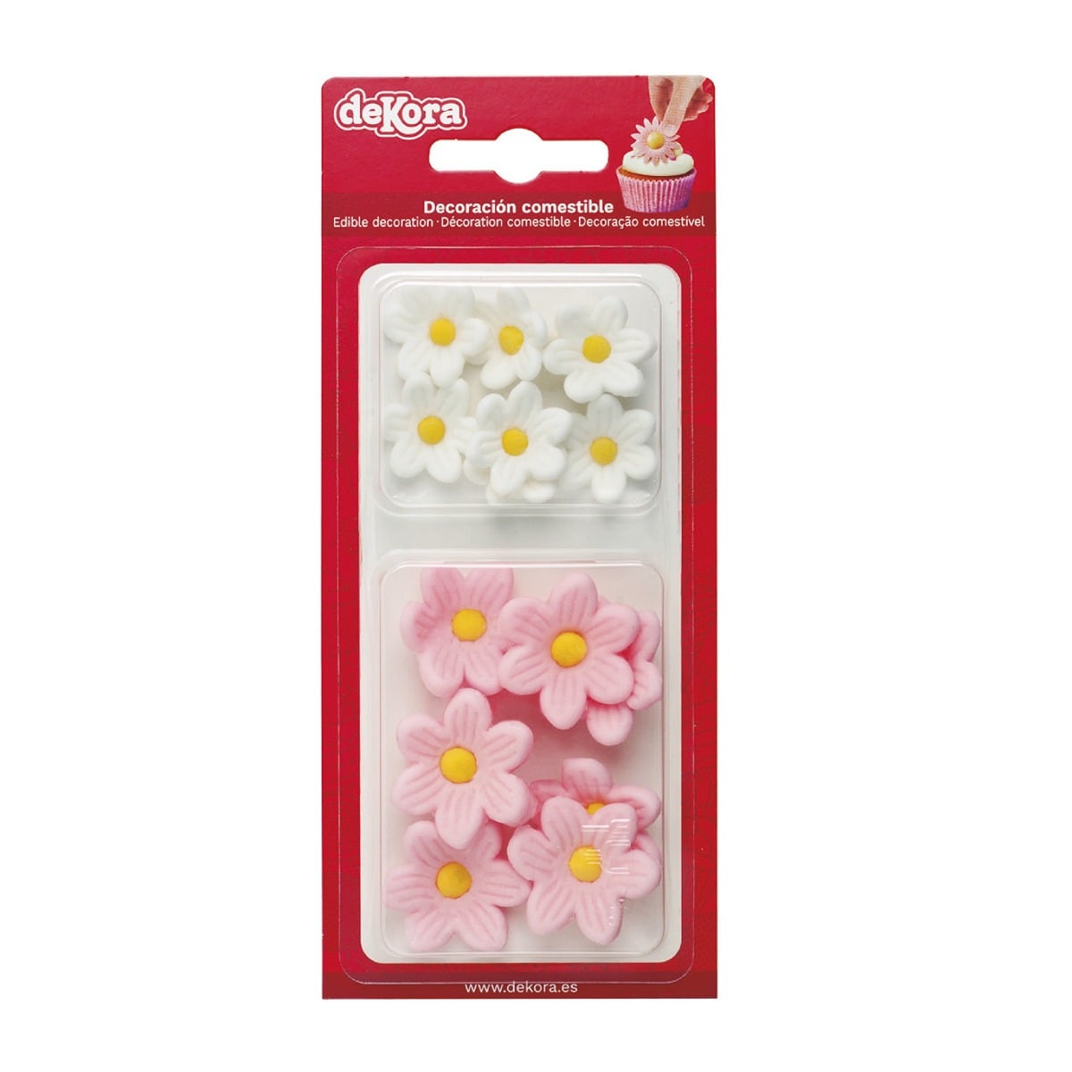 Marguerites blanches et roses en sucre