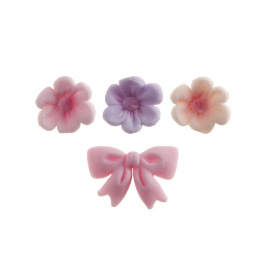 Fleurs et noeud rose