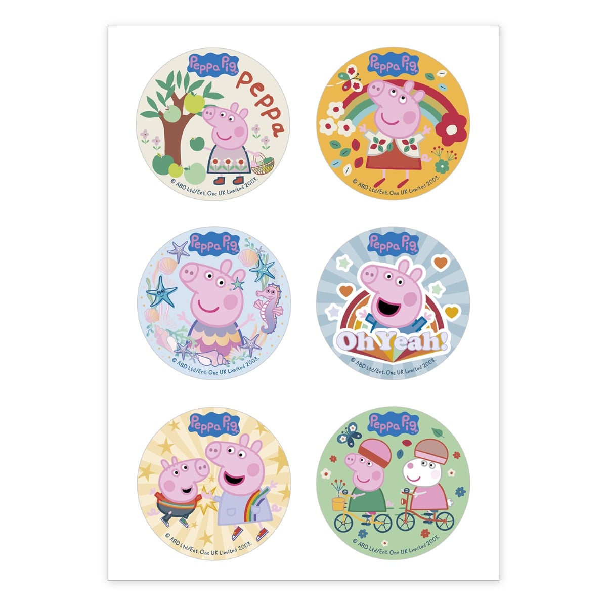 Minis Disques Comestibles sans sucre 5.8cm - Peppa Pig (6pcs)