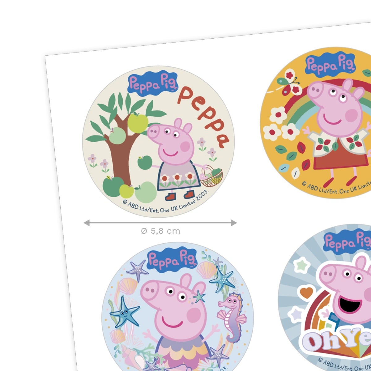 Minis Disques Comestibles sans sucre 5.8cm - Peppa Pig (6pcs)