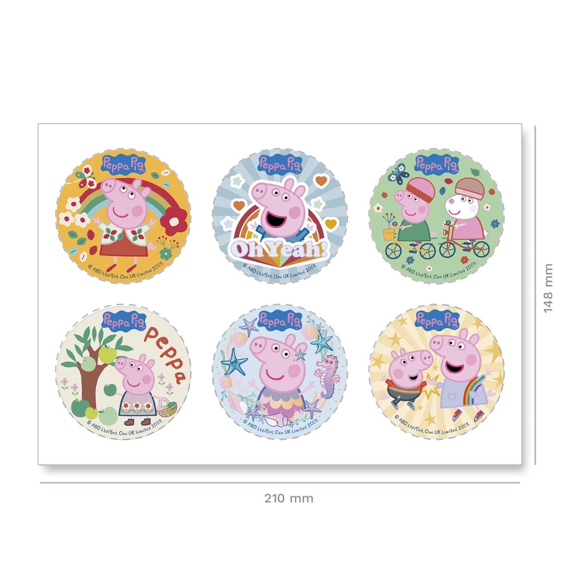Minis Disques Comestibles sans sucre 5.8cm - Peppa Pig (6pcs)