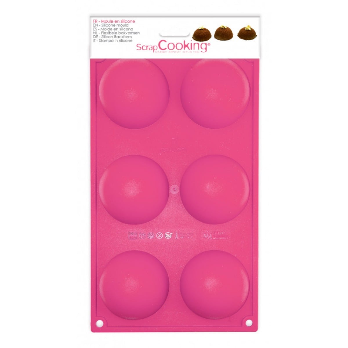 Moule silicone 6 demi-sphères Ø7 x h 3,5 cm