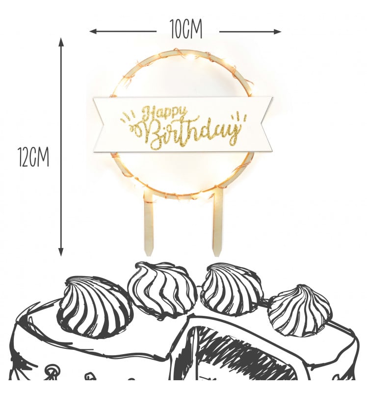 Cake topper LED Happy Birthday