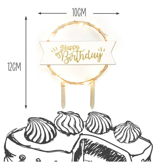 Cake topper LED Happy Birthday